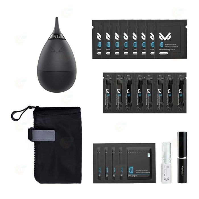 VSGO VS-A2E 專業鏡頭清潔套組 公司貨 內含 不倒翁吹球 毛刷 清潔布 濕巾 棉籤 收納袋 清潔組 便攜-細節圖2