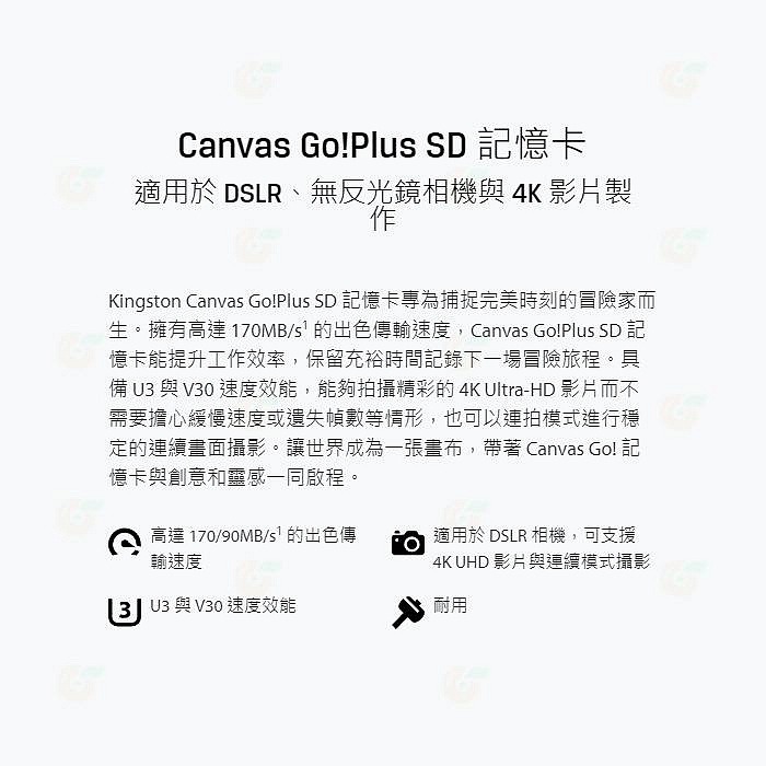 送記憶卡袋 金士頓 Kingston SDG3 SDXC 1TB 記憶卡 讀取 170MB/s 4K 1T 適用相機-細節圖2