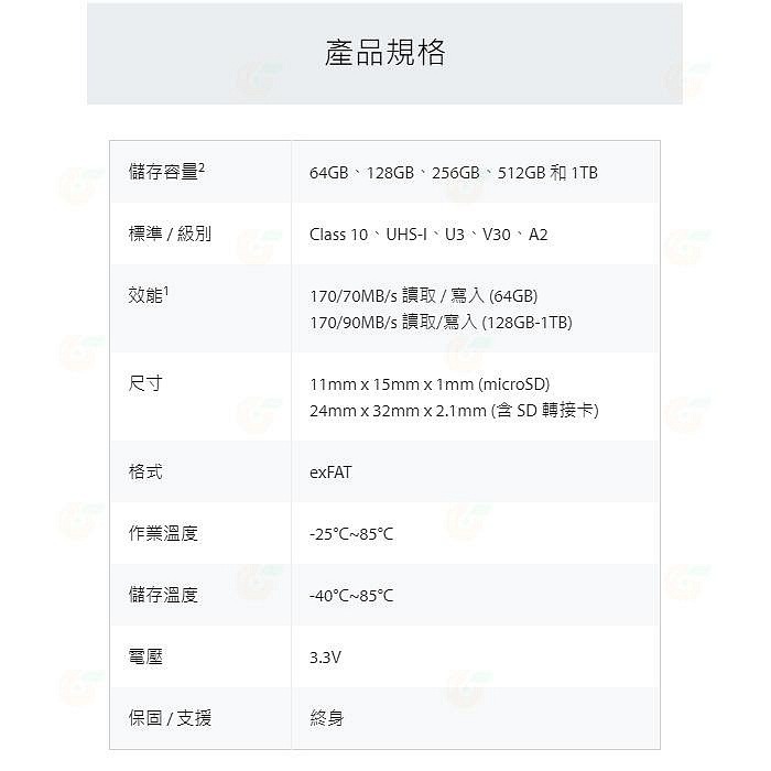 送記憶卡袋 金士頓 Kingston SDCG3 microSDXC 1TB 記憶卡 1TB 170MB 適用相機-細節圖6