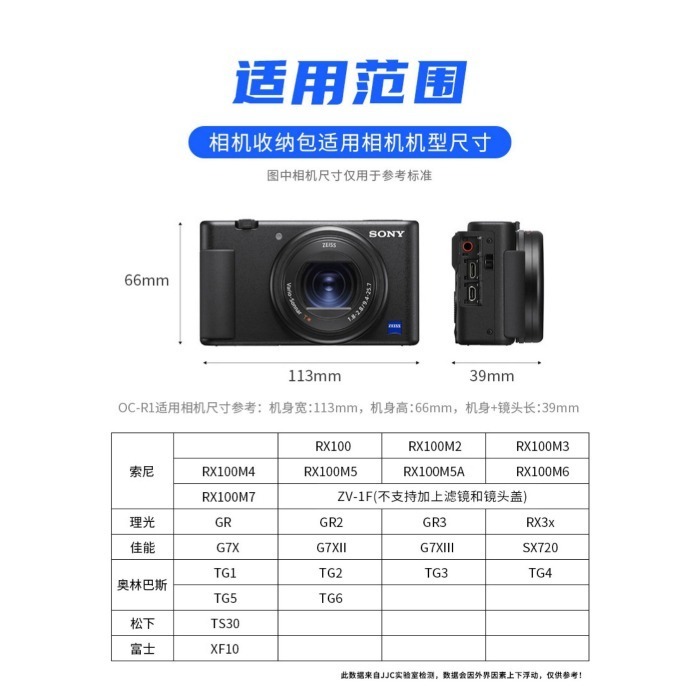 JJC OC-R1 小型相機包 三色可選 公司貨 防撞包 收納包 耐磨防震 潛水布料 RX100 GR3-細節圖3