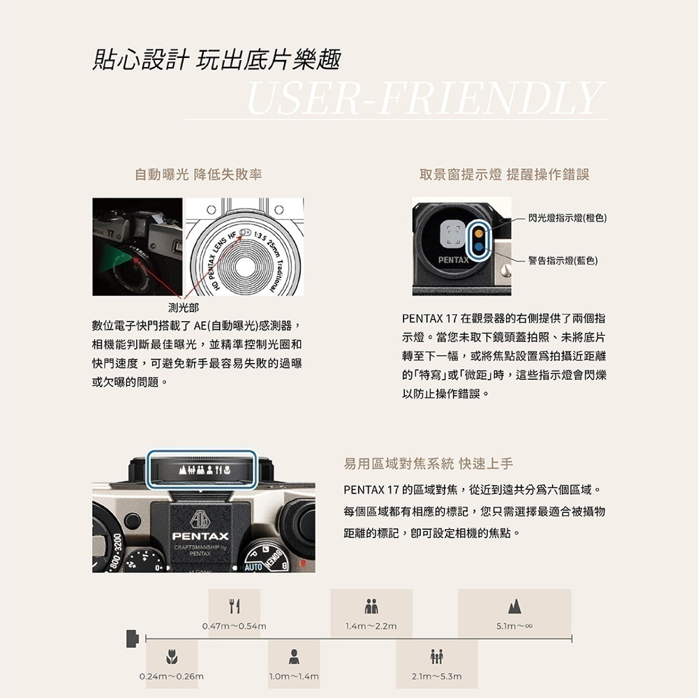 送註冊禮 PENTAX 17 半格膠片底片相機 復古文青 自動 手動 富堃公司貨 PENTAX17-細節圖6