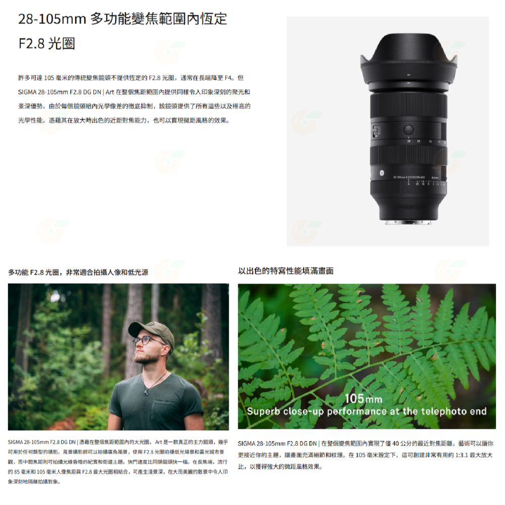 SIGMA 28-105mm F2.8 DG DN Art 變焦鏡頭 28-105 恆伸公司貨 SONY E L卡口-細節圖2