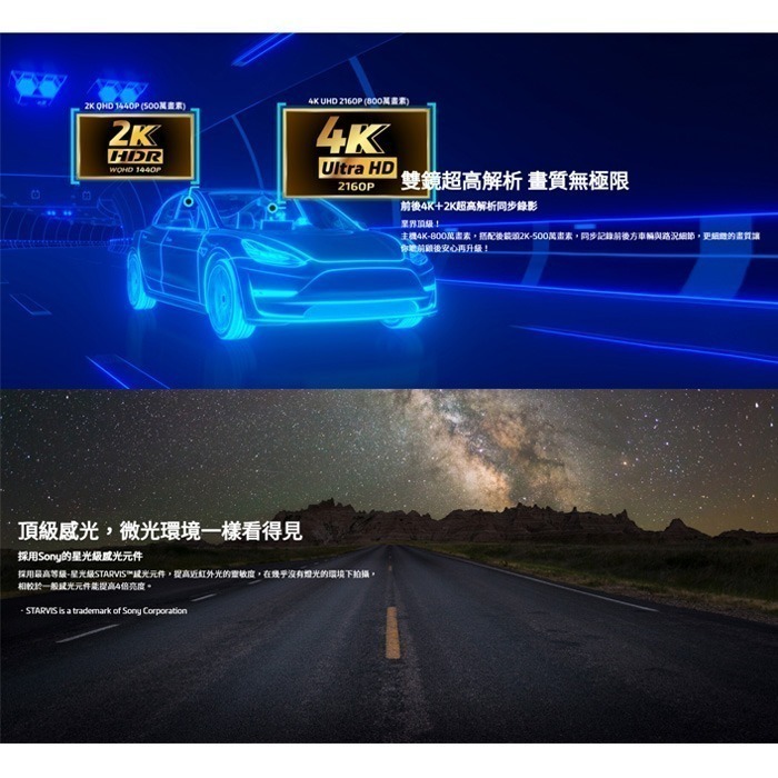 附記憶卡 Mio MiVue 935WD 前4K後2K 雙鏡頭 行車紀錄器 公司貨 GPS 安全預警 星光級感光元件-細節圖2