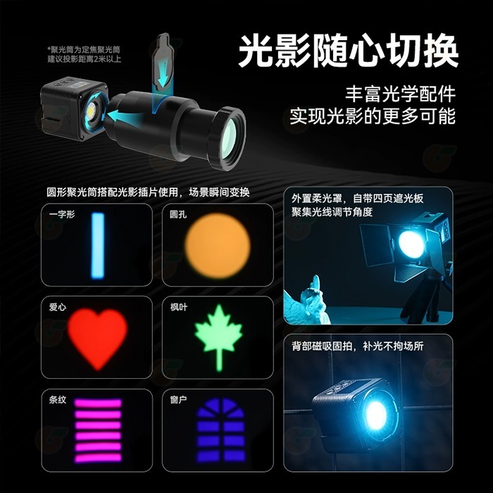 🌈 附聚光筒 投影片 Ulanzi L3 RGB COB 全彩 迷你 補光燈 公司貨 攝影燈 持續燈 氣氛燈 磁吸-細節圖3