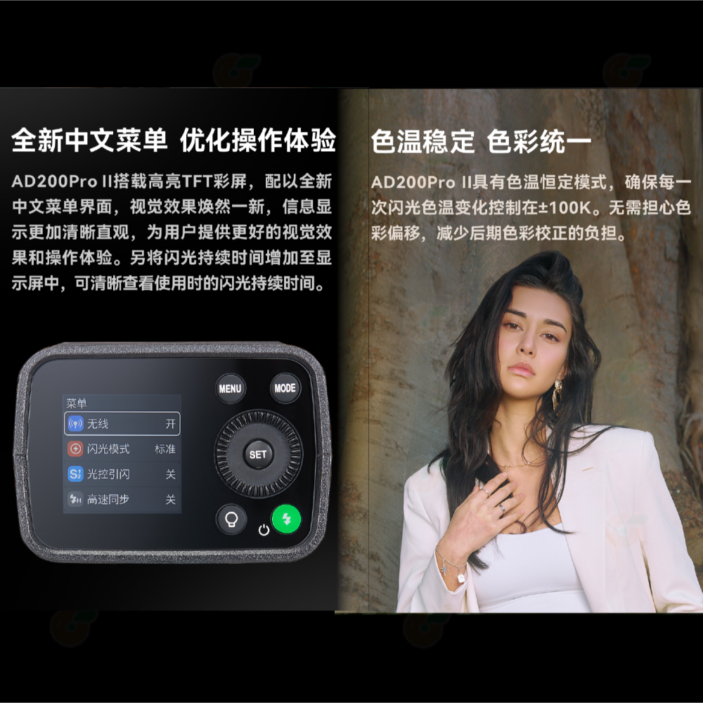 神牛 Godox AD200PRO II 口袋燈 公司貨 雙燈頭 TTL 閃光燈 棚拍 隨身 打光 AD200proII-細節圖5
