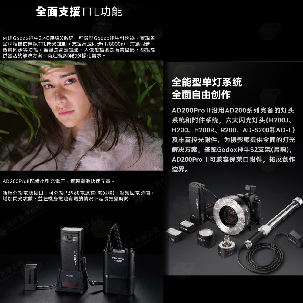 神牛 Godox AD200PRO II 口袋燈 公司貨 雙燈頭 TTL 閃光燈 棚拍 隨身 打光 AD200proII-細節圖6