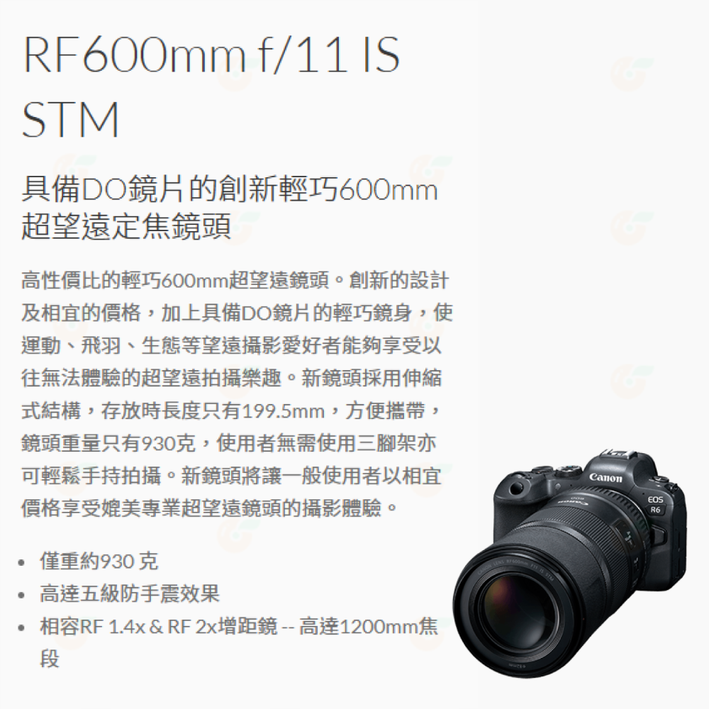 Canon RF 600mm f11 IS STM 超望遠定焦鏡頭 輕巧 台灣佳能公司貨-細節圖2