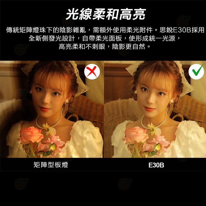 思銳 Sirui E30B 雙色溫 LED 柔光面板燈 公司貨 12種特效 可外接電池 平板燈 補光燈 攝影燈 棚燈-細節圖7