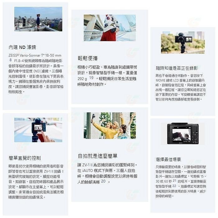 SONY ZV-1 II 二代 類單眼相機 台灣索尼公司貨 vlog 直播 相機 錄影 攝影 ZV1 M2-細節圖4