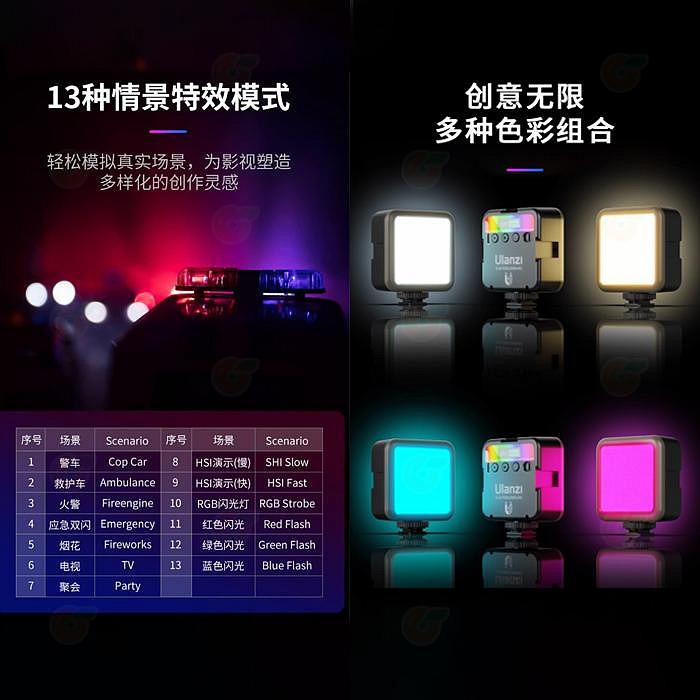 ⭐ Ulanzi VL49 RGB 補光燈 公司貨 全彩 特效 雙色溫 冷靴 LED 攝影燈 持續燈 口袋燈 直播 錄影-細節圖4