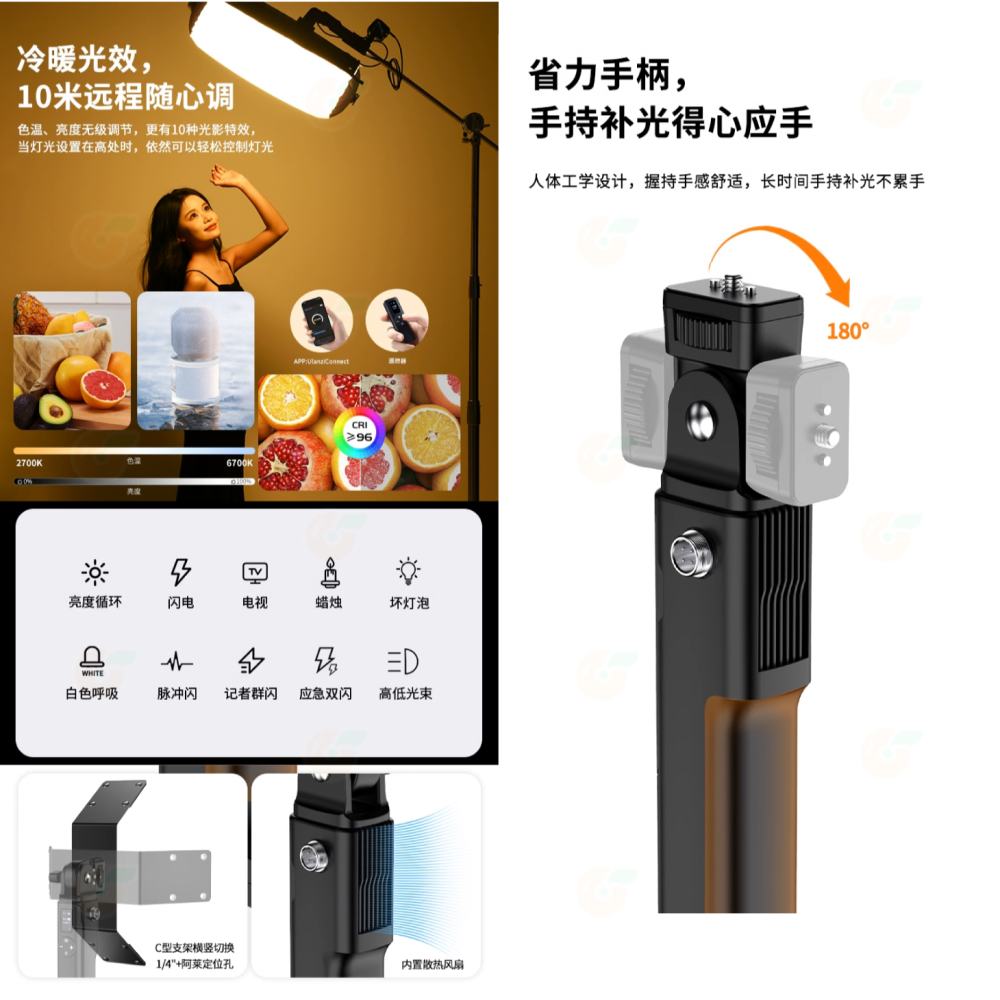 Ulanzi AL60 AL120 L096 L097 充氣式攝影補光燈 大白 LED 雙色溫 折疊便攜 氣柱燈 布燈-細節圖4