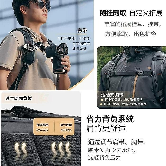 Ulanzi BP10 25L 防護硬殼雙肩後背相機包 快取 防潑水 可擴充 可放 單眼 鏡頭 腳架 約2機6鏡-細節圖4