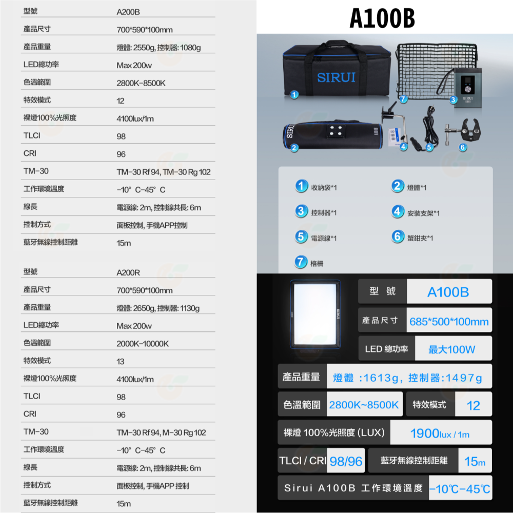 思銳 SIRUI A100B A200B A200R 雙色溫 RGB 自動充氣燈 公司貨 吊掛 磁吸 補光 布燈 氣柱燈-細節圖6