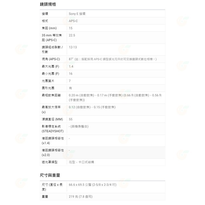 送註冊禮 SONY SEL15F14G E 15mm F1.4 G 大光圈廣角定焦鏡頭 公司貨 E接環-細節圖9