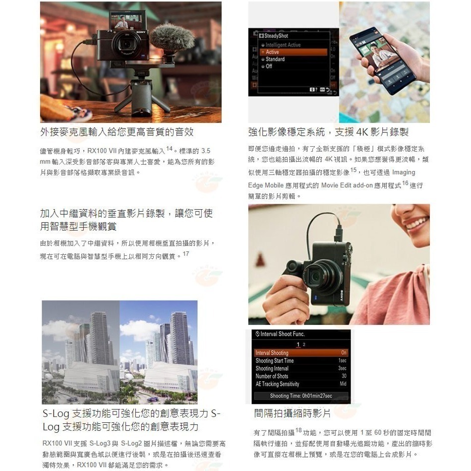 送註冊禮 SONY RX100 VII 廣角類單眼相機 RX100M7 台灣索尼公司貨 RX100VII-細節圖7