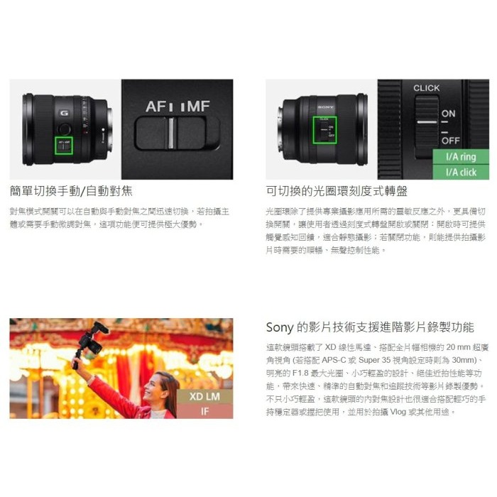 SONY SEL20F18G FE 20mm F1.8 G E 接環 全幅 定焦大光圈廣角鏡頭 台灣索尼公司貨-細節圖9