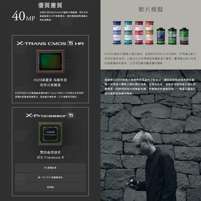 🔥 富士 FUJIFILM fuji X100VI 大光圈類單眼相機 文青復古外型 恆昶公司貨 人像攝影 街拍-細節圖5