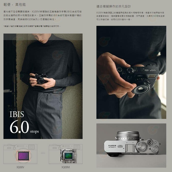 🔥 富士 FUJIFILM fuji X100VI 大光圈類單眼相機 文青復古外型 恆昶公司貨 人像攝影 街拍-細節圖3