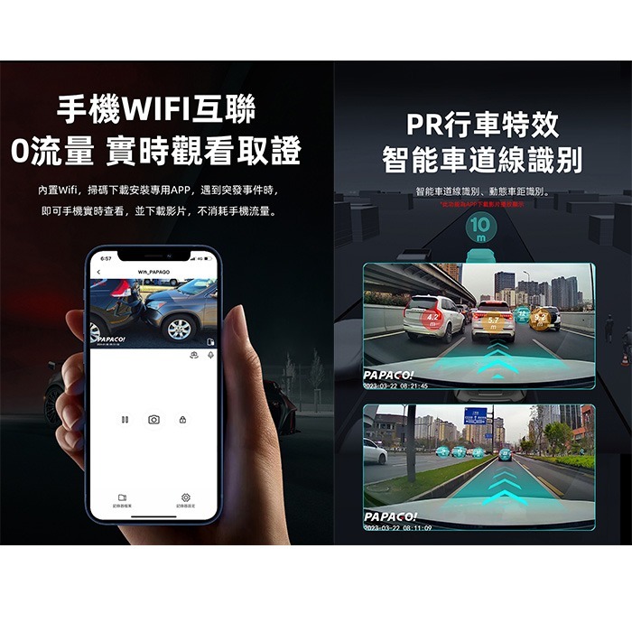 送64G記憶卡 PAPAGO Ray SP 行車紀錄器 電子後照鏡 前後雙錄 2.5K 倒車顯影 GPS定位-細節圖7