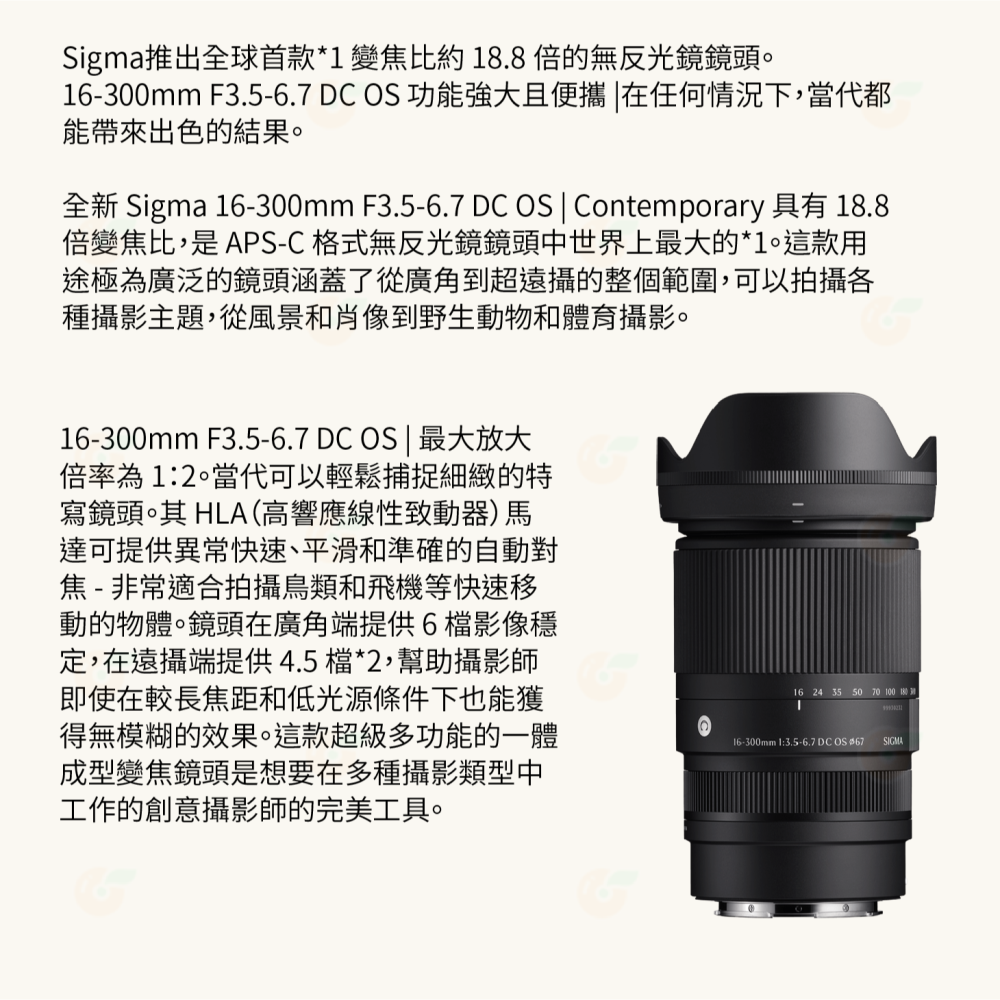 SIGMA 16-300mm F3.5-6.7 DC OS 鏡頭 16-300 公司貨 SONY Canon 富士-細節圖2