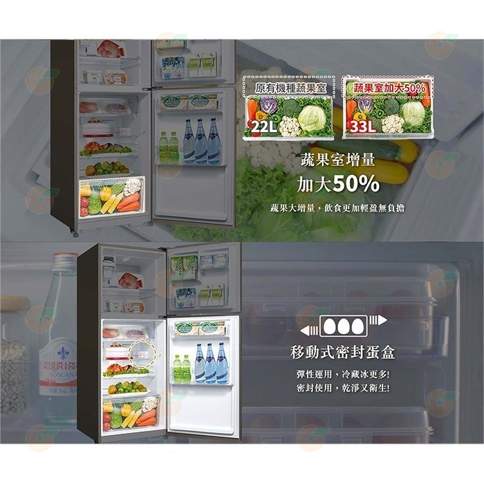 送好禮 含拆箱定位+舊機回收 台灣三洋 SANLUX SR-C321BV1B 雙門 電冰箱 321L 公司貨 能效1級-細節圖3