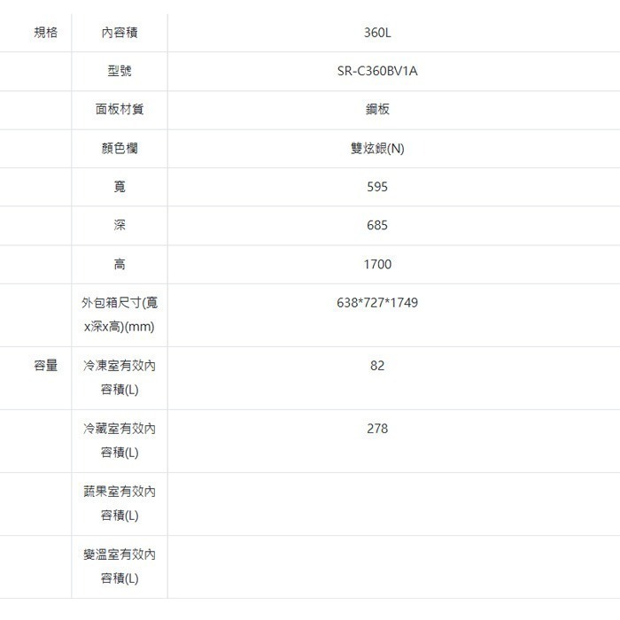 送好禮 含拆箱+舊機回收 台灣三洋 SANLUX SR-C360BV1A 變頻雙門電冰箱 360L 一級節 窄身 抽屜式-細節圖4