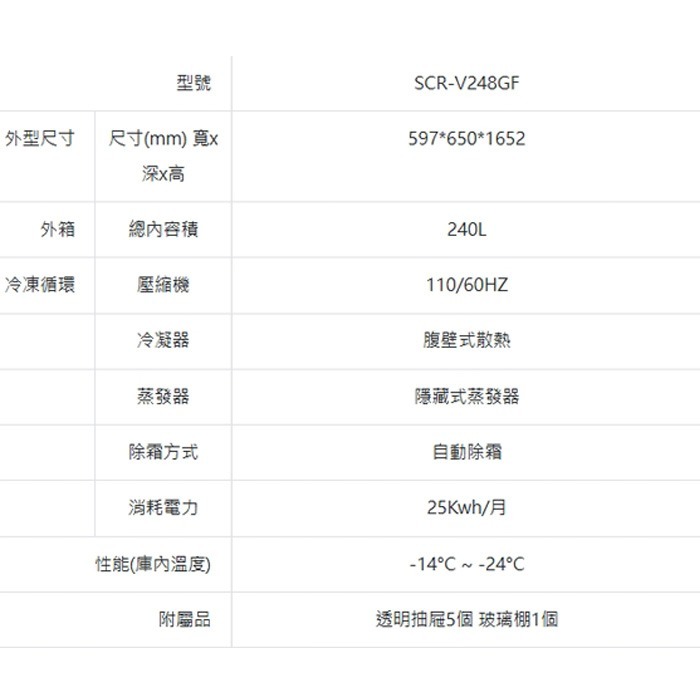 送好禮 含定位+舊機回收 台灣三洋 SANLUX SCR-V248GF 直立無霜冷凍櫃 240L 變頻 速冷 采晶玻璃門-細節圖7