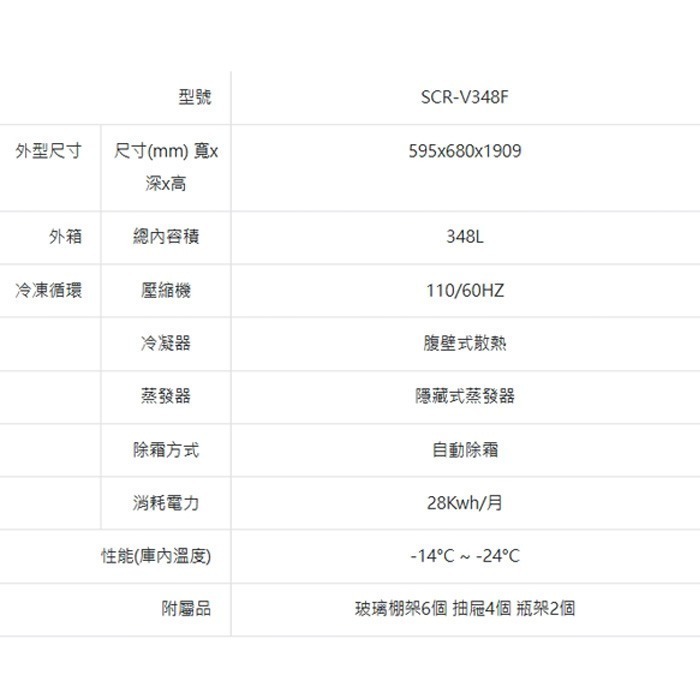 含拆箱定位+舊機回收 台灣三洋 SANLUX SCR-V348F 直立無霜冷凍櫃 348L 變頻 急速冷凍-細節圖7