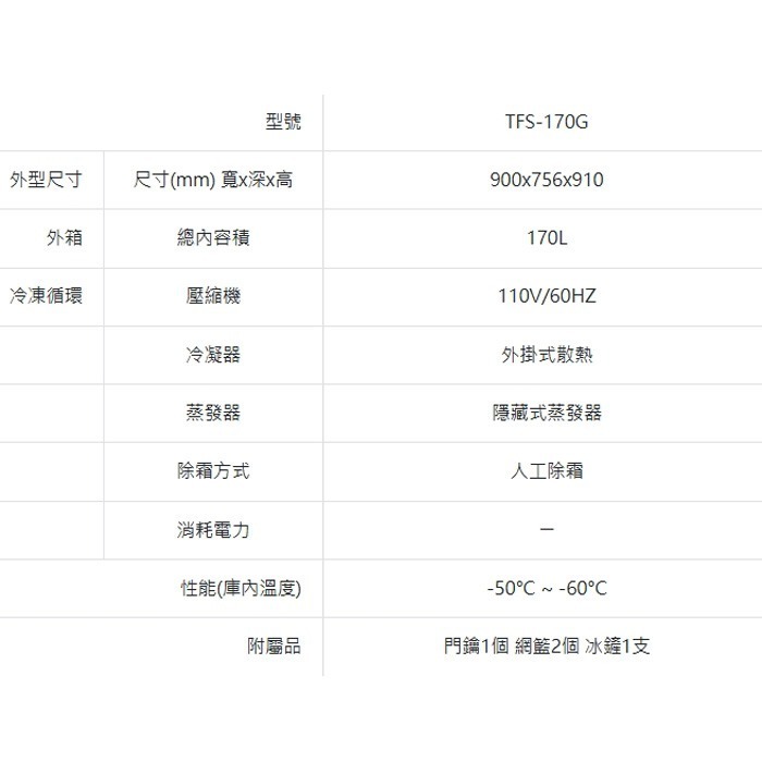 含拆箱定位+舊機回收 台灣三洋 SANLUX TFS-170G 上掀式冷凍櫃 -60℃超低溫 170L 小型-細節圖3
