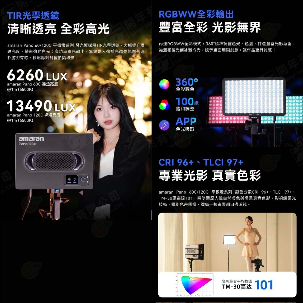 愛圖仕 Aputure amaran Pano 60c 120C 全彩柔光平板燈 套裝 kit 公司貨 RGB 持續燈-細節圖3