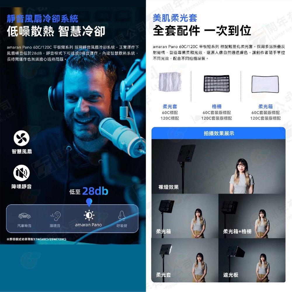 愛圖仕 Aputure amaran Pano 60c 120C 全彩柔光平板燈 套裝 kit 公司貨 RGB 持續燈-細節圖6