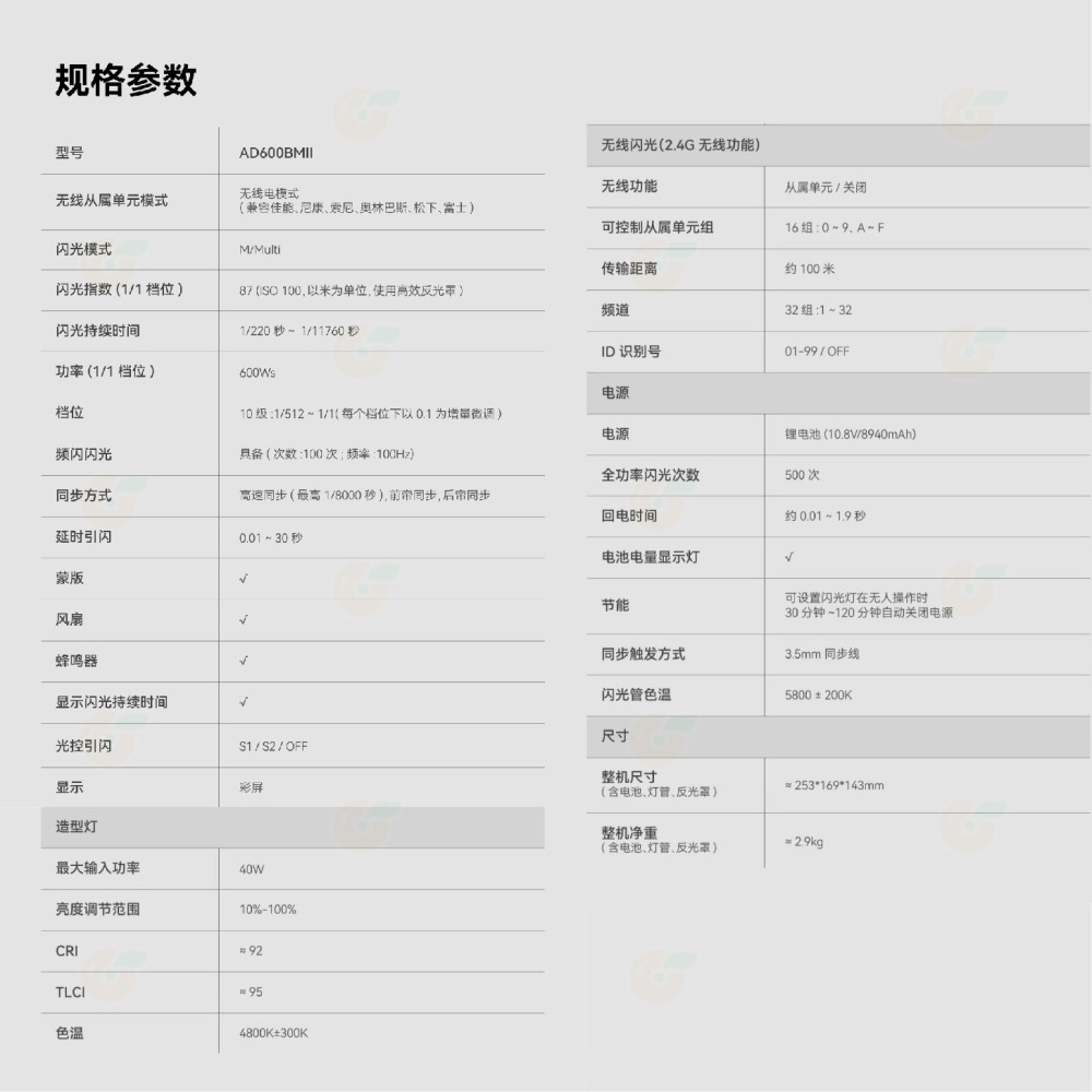 ⚡ 神牛 Godox AD600BM II 二代 手控出力攜帶型閃光燈 公司貨 手動 600W 造型燈 外拍 不附反射罩-細節圖6