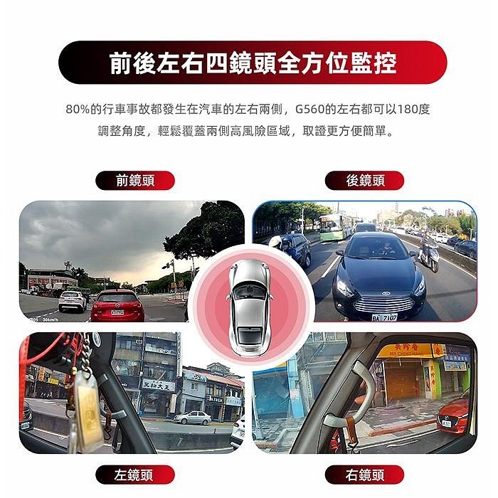 贈記憶卡 PAPAGO G560 四鏡頭 WIFI 行車紀錄器 公司貨 前後鏡頭 全景監控 1080P 多重測速照相-細節圖6