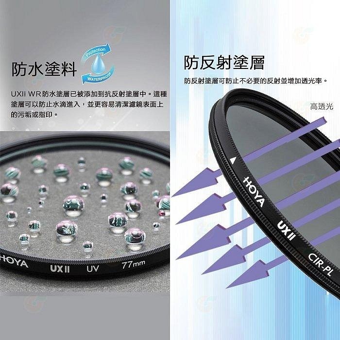 日本 HOYA UX II UV 40.5mm 43mm 46mm 抗紫外線 多層鍍膜保護鏡 超薄框濾鏡 防水 公司貨-細節圖7