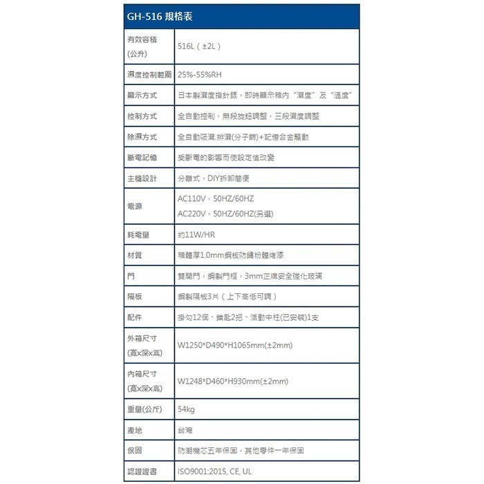 送好禮 寶藏閣 PATRON GH-516 指針式電子大型 防潮櫃 516L 5年保 三段濕度調整 相機 收藏 台灣製-細節圖9