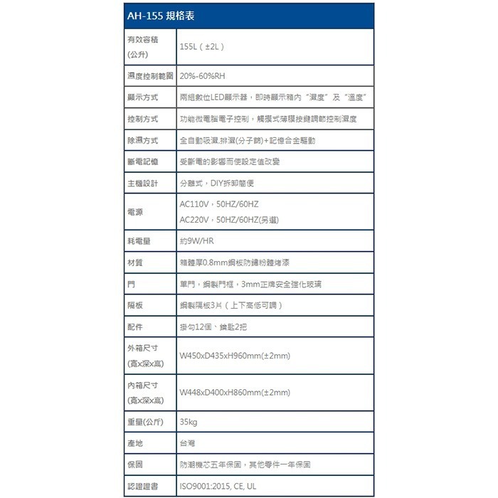 送活動禮 寶藏閣 PATRON AH-155 LED 數字顯示 中型電子防潮箱 155公升 5年保 適用相機 收藏 台製-細節圖9