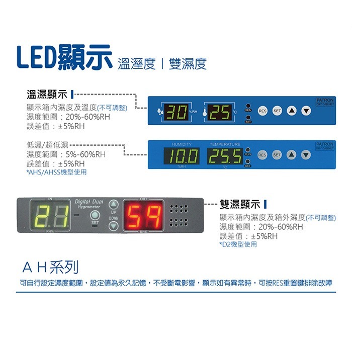 送好禮 寶藏閣 PATRON AH-205D2 AH-205D2C 雙濕度 電子中型 防潮箱 203L 5年保固 台灣製-細節圖3