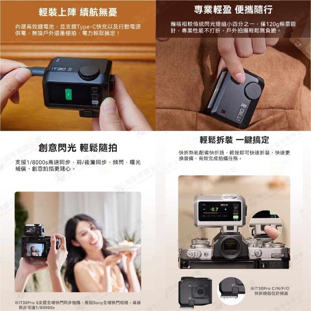Godox iT30 Pro TTL 機頂閃燈 自動閃光燈 公司貨 Canon Nikon SONY 富士 Leica-細節圖5