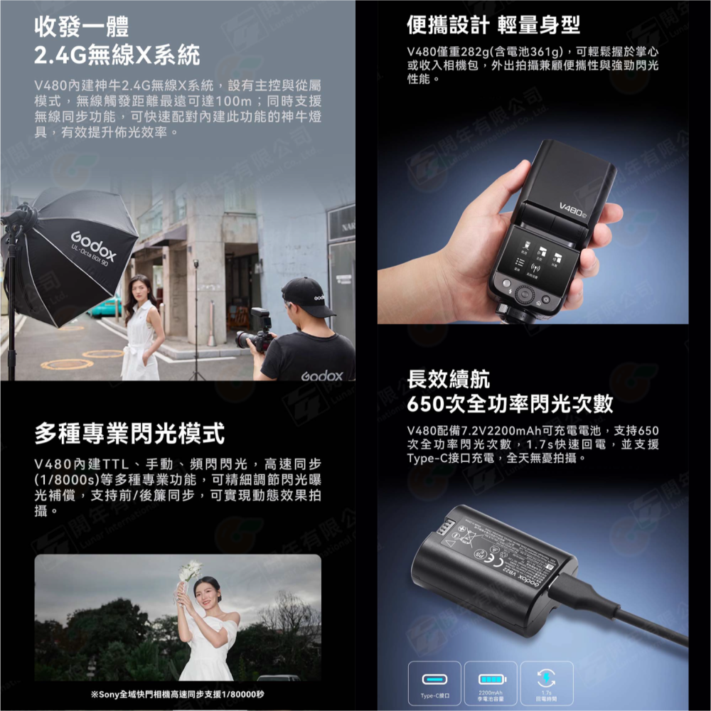 神牛 Godox V480 TTL 機頂閃 自動閃光燈 Canon Nikon SONY 富士 閃燈 LED造型燈-細節圖3