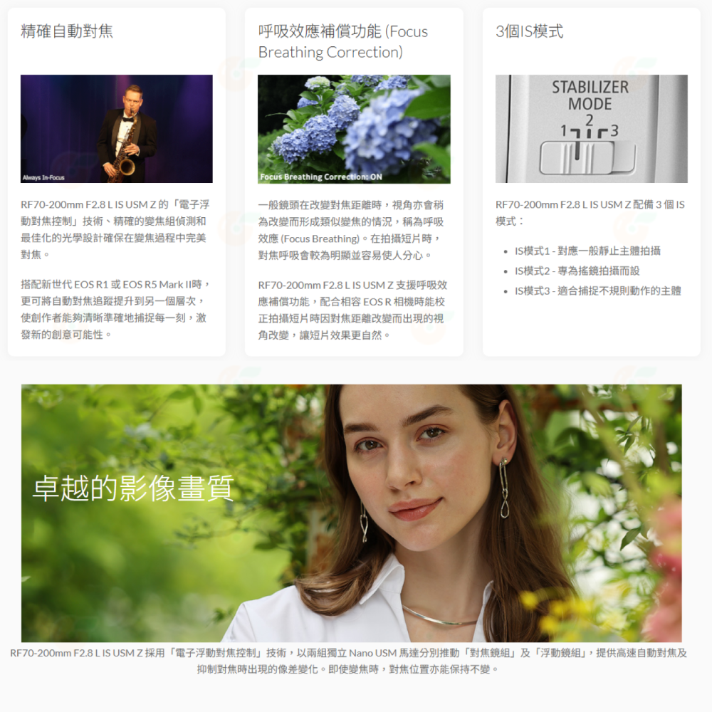 Canon RF 70-200mm f2.8 L IS USM Z 混合型 望遠變焦鏡頭 台灣佳能公司貨 70-200-細節圖5