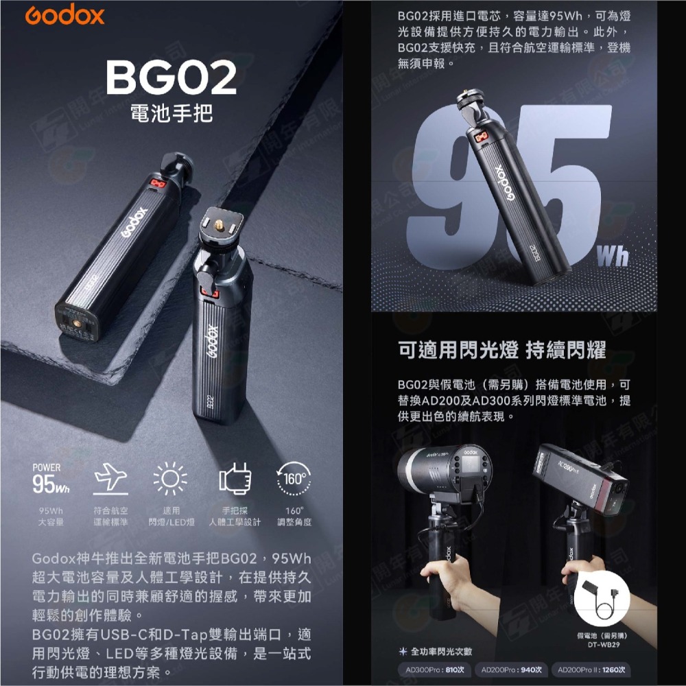 Godox BG02 攝影燈 棚燈 手把 手柄 雙輸出端 可調角度 適用 ML100 ML60IIBI AD200PRO-細節圖2