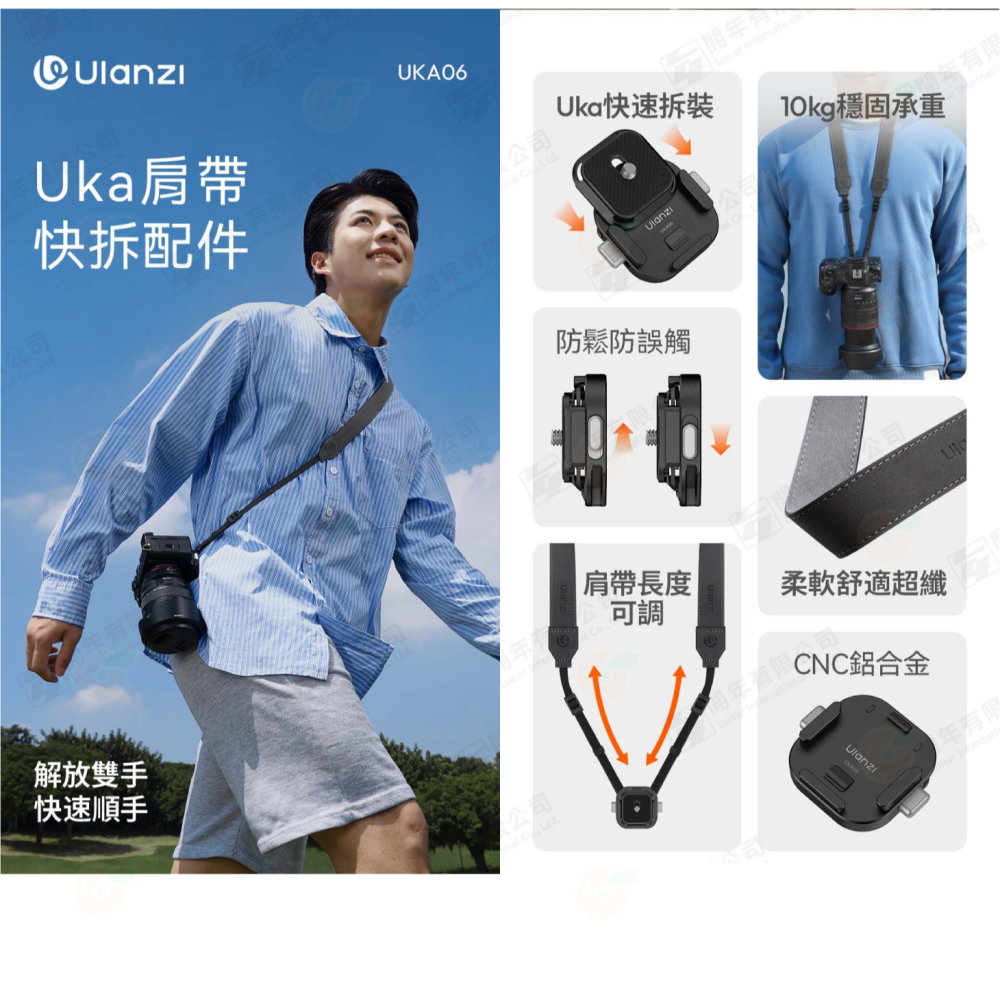 Ulanzi Uka06 Uka07 肩帶快裝套件 背包快拆套件 承重10kg 支援 UKA F38 快拆板 背包夾-細節圖2