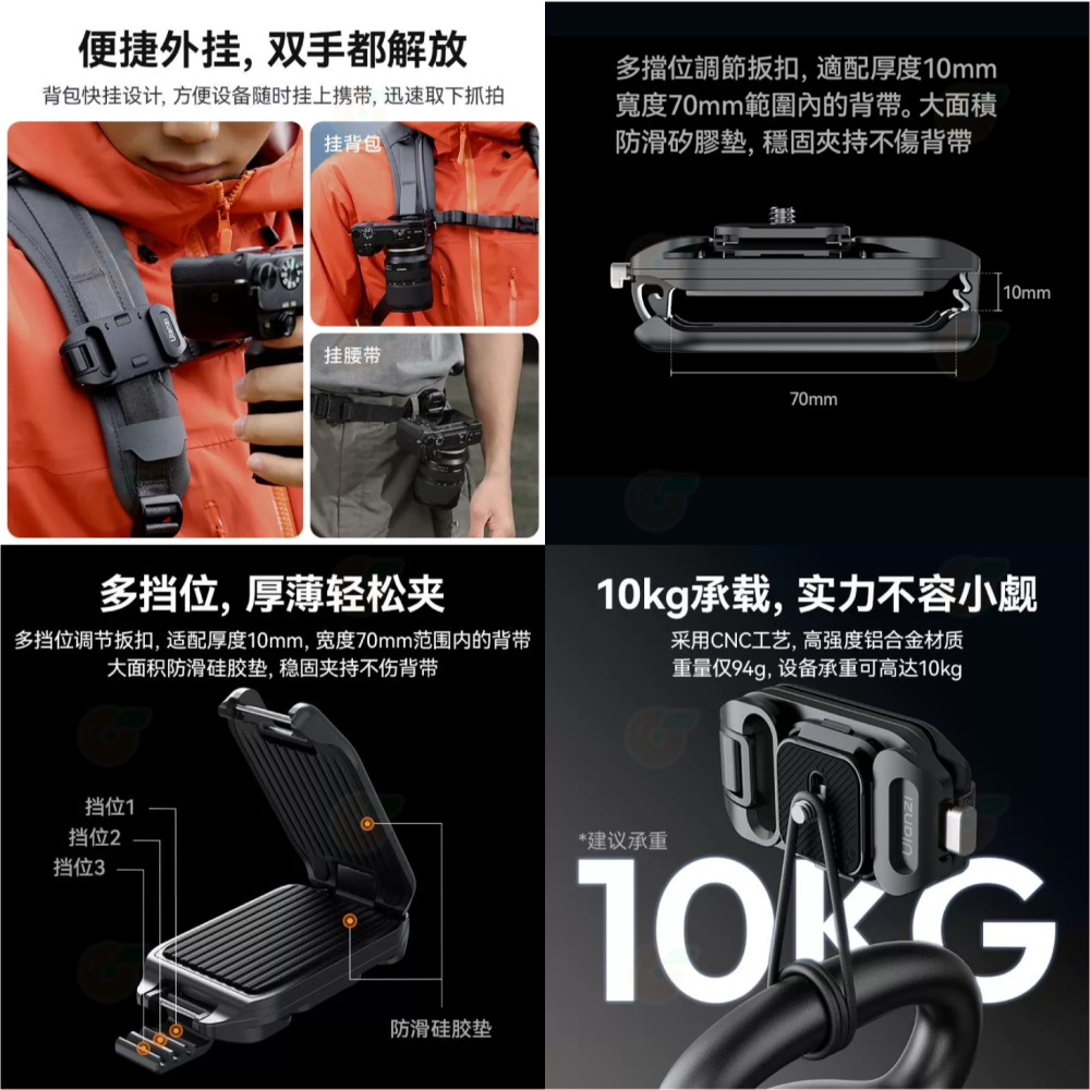 Ulanzi Uka06 Uka07 肩帶快裝套件 背包快拆套件 承重10kg 支援 UKA F38 快拆板 背包夾-細節圖7