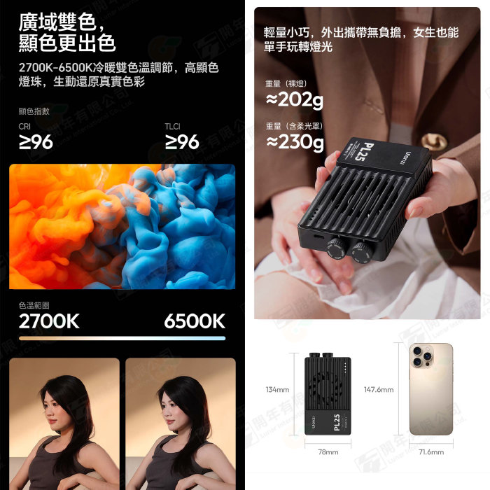 💡 附柔光罩 Ulanzi L156 PL25 平板燈 25W 雙色溫 LED PD供電 攝影燈 補光燈 持續燈-細節圖4