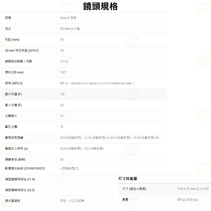 SONY SEL16F18G FE 16mm F1.8 G 大光圈超廣角定焦鏡頭 台灣索尼公司貨 全片幅-細節圖9