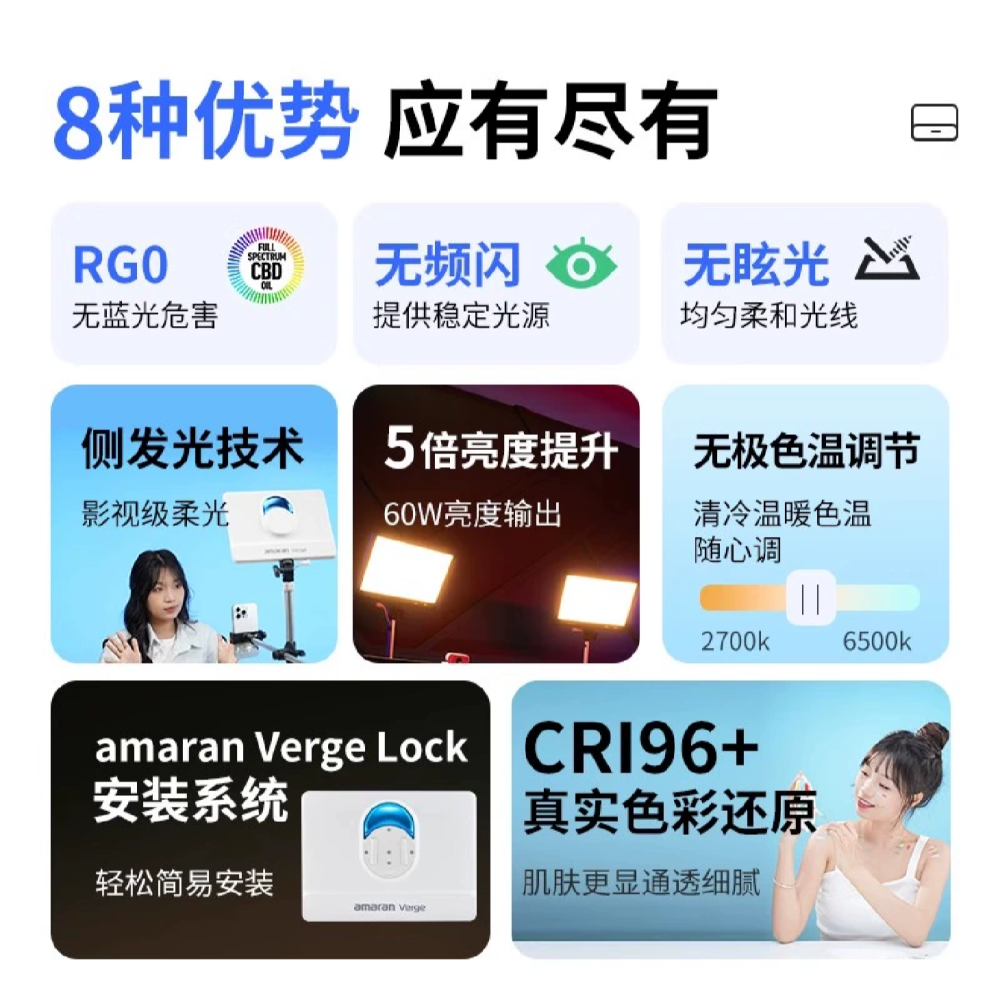 🌟 愛圖仕 Aputure amaran Verge Max kit 雙色溫 LED平板燈 補光燈 直播燈 護眼零噪音-細節圖3