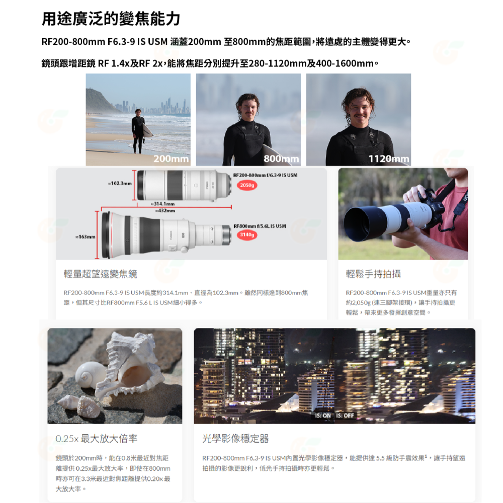 Canon RF 200-800mm f6.3-9 IS USM 超望遠鏡頭 大砲 台灣佳能公司貨 200-800-細節圖3