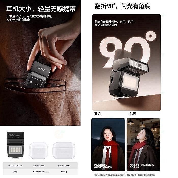 Ulanzi SL01 SL02 SL03 迷你 螢火蟲閃光燈 GN8 單點觸發 補光燈 機頂閃 富士 SONY GR3-細節圖7