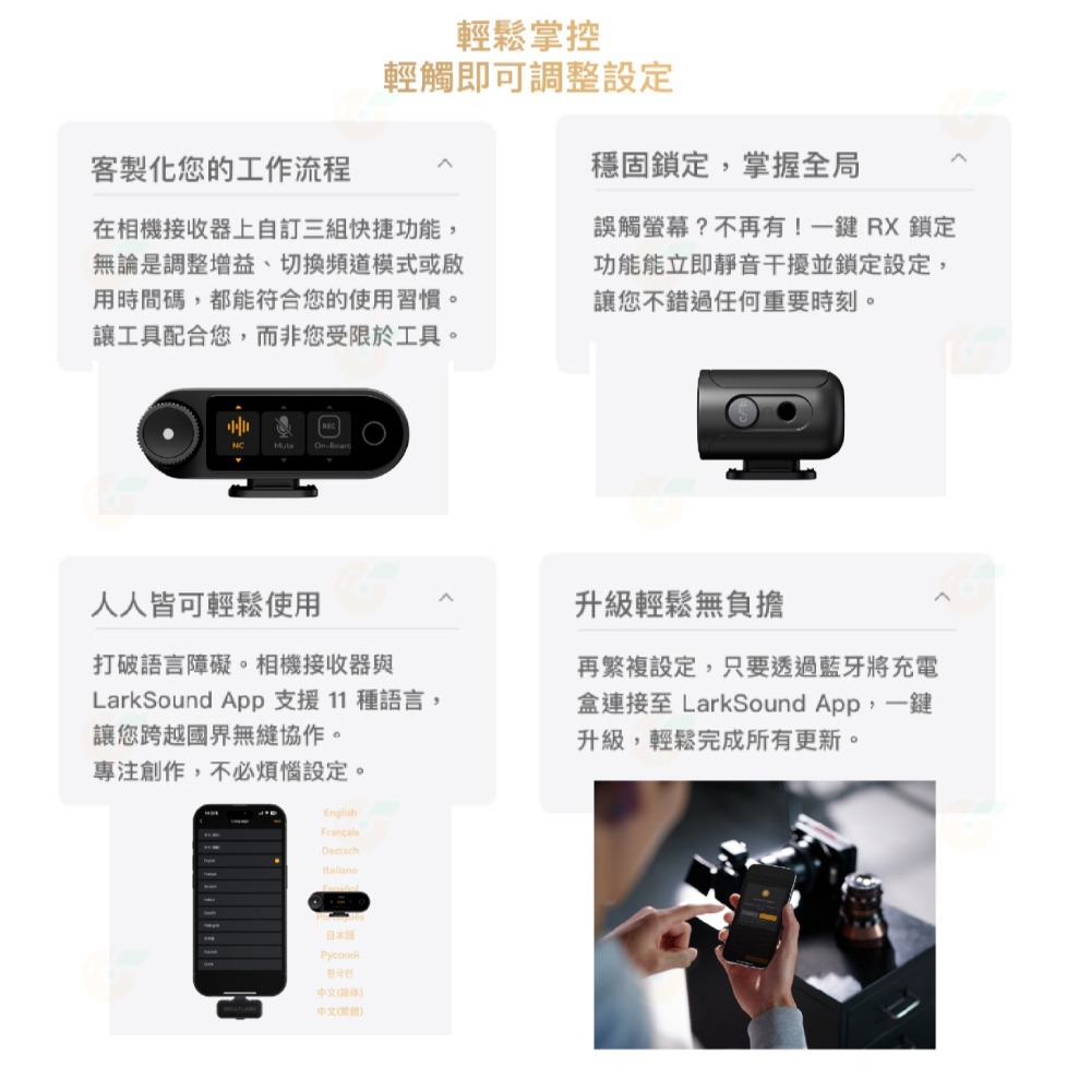 HOLLYLAND LARK MAX 2 Ultimate Combo 監聽耳機版 無線麥克風 一對二 降噪-細節圖8