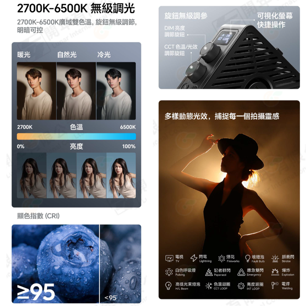 🎇 Ulanzi L184 EC65 小方燈 65W 套裝 COB 雙色溫 Mini保榮卡口 補光燈 持續燈 輕巧-細節圖4